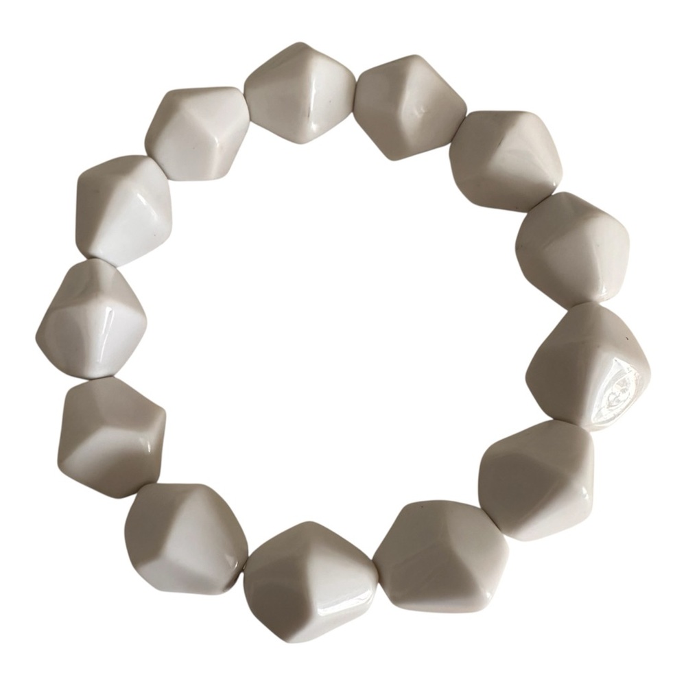 White Acrylic Bead Stretchy Bracelet